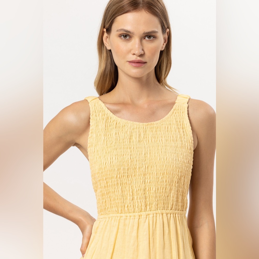 NWT Lusana Jorden Open Back Yellow Midi Dress - Picture 4 of 11